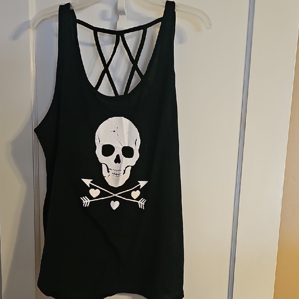 No Boundaries Black Skull Tank Top